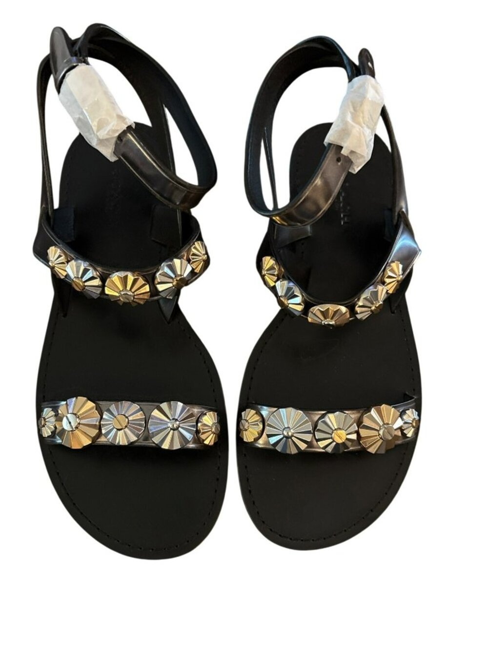 Coach Eleanor Mirror Metallic Sandals Gunmetal 7.5M
